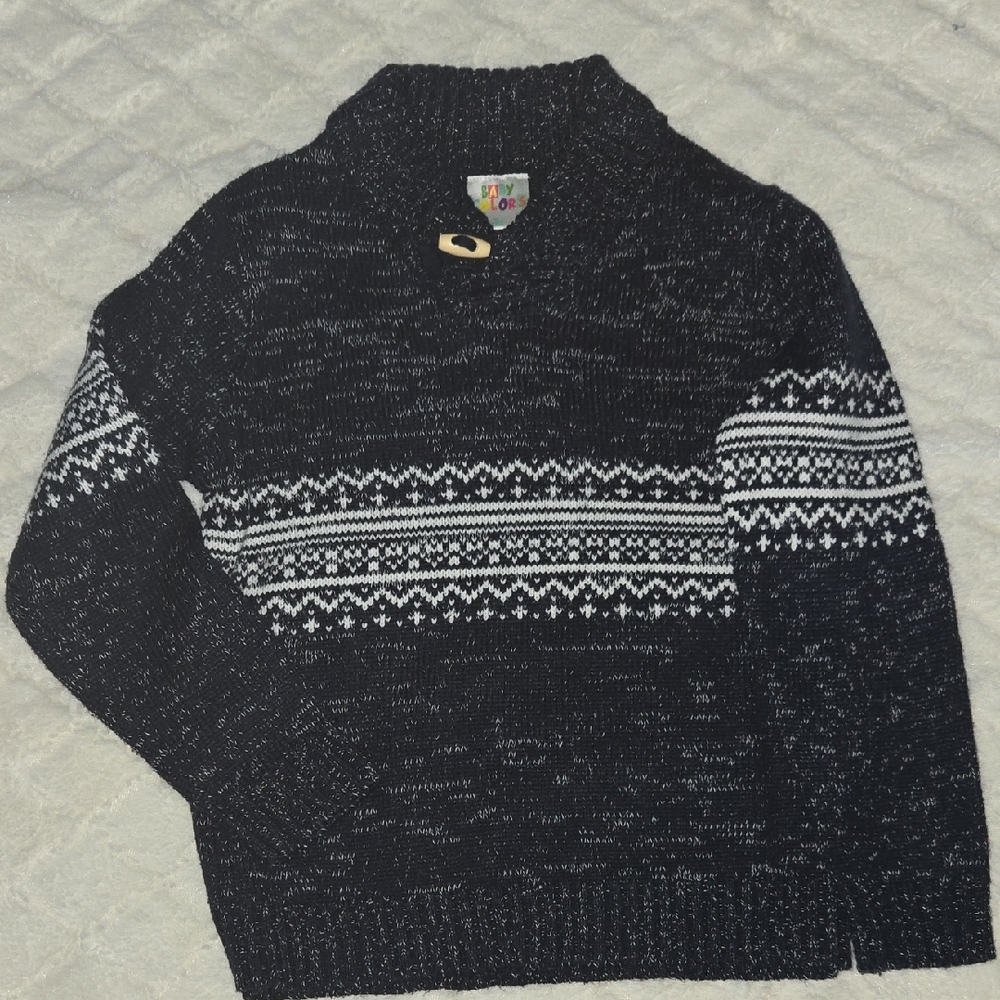 Black and White Nordic Pattern Sweater